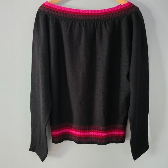 Dana Buchman Black Fine Merino Wool Sweater Size L - Picture 3 of 3